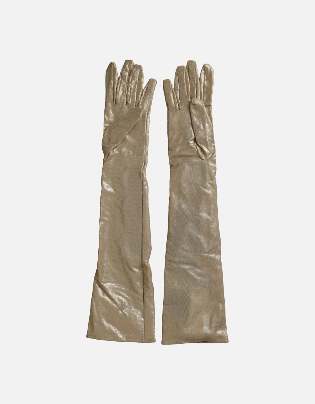 Embellished Elbow Length Satin Gloves Women - Beige