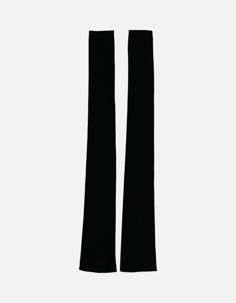 Elbow Length Fingerless Gloves in Black Nylon Blend with Logo Detail -
