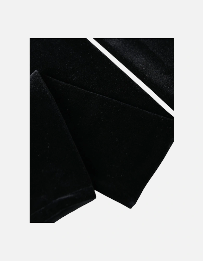 Elbow Length Fingerless Gloves in Black Nylon Blend with Logo Detail -