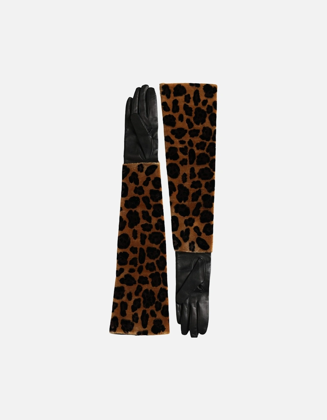 Elbow Length Leather-Viscose Gloves with Silk Lining Women - Black And