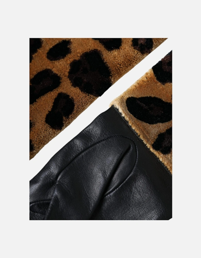 Elbow Length Leather-Viscose Gloves with Silk Lining Women - Black And
