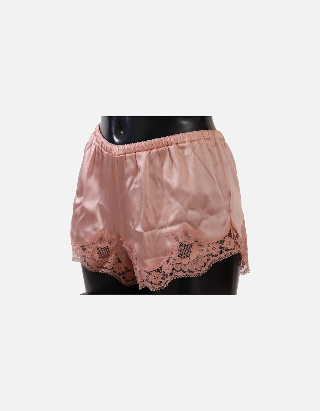 Floral Lace Silk Blend Lingerie Shorts Women - Powder Pink Sleepwear