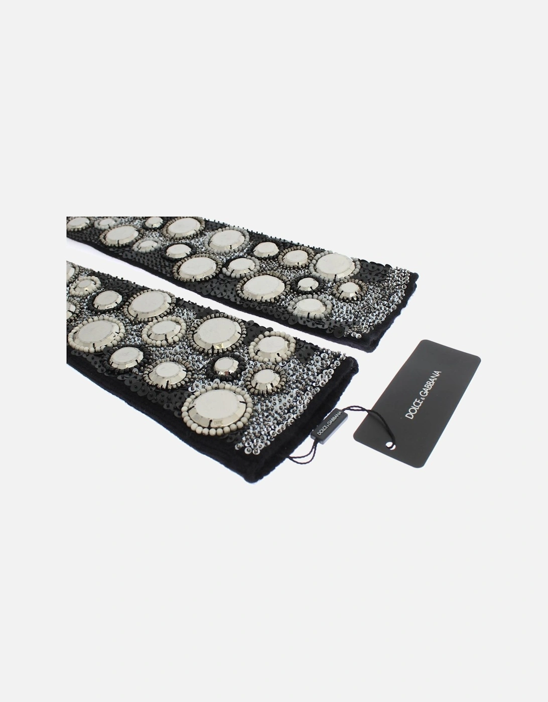 Knitted Cashmere Sequined Gloves Women - Black