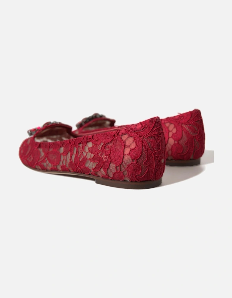 Lace Ballerina Flats Red Style Women