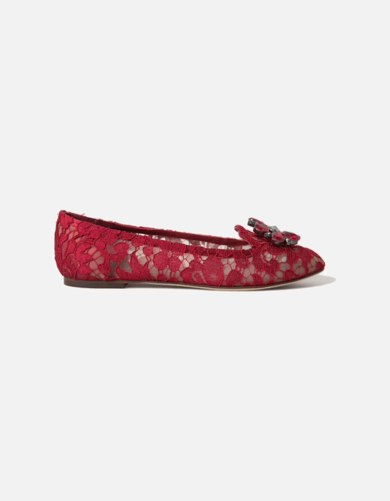 Lace Ballerina Flats Red Style Women