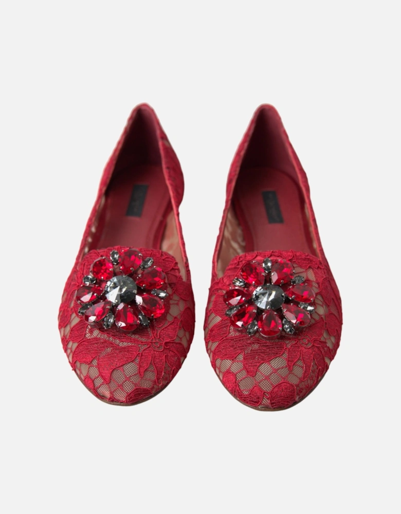 Lace Ballerina Flats Red Style Women