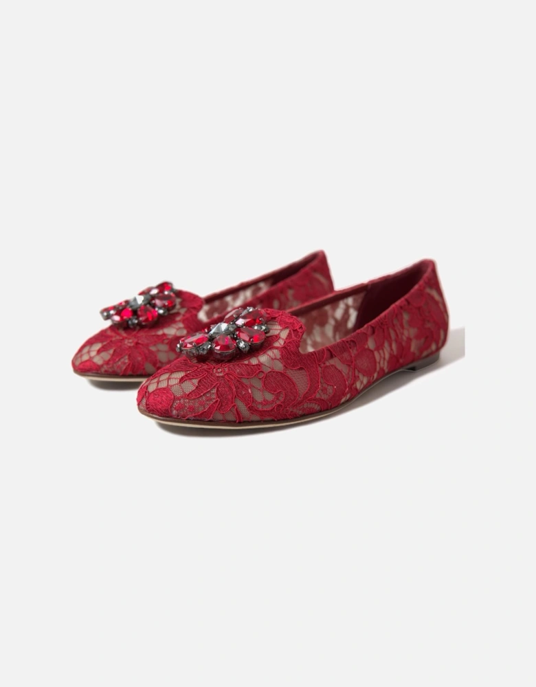 Lace Ballerina Flats Red Style Women