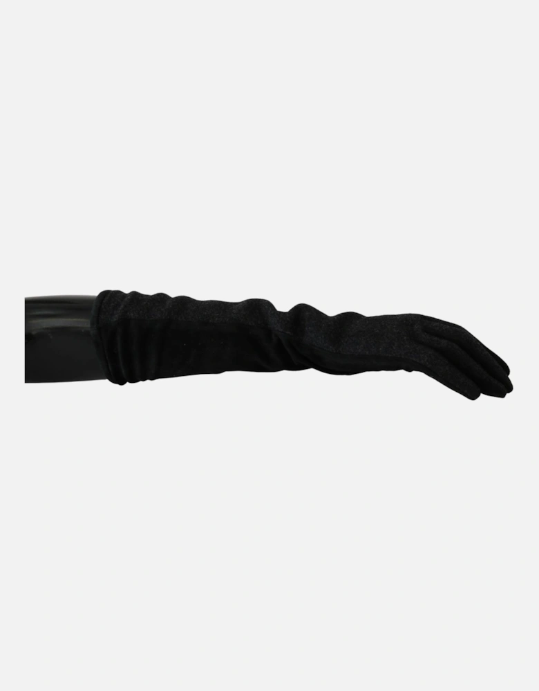 Dolce Gabbana Long Gloves Wool Cashmere Silk Women - Black