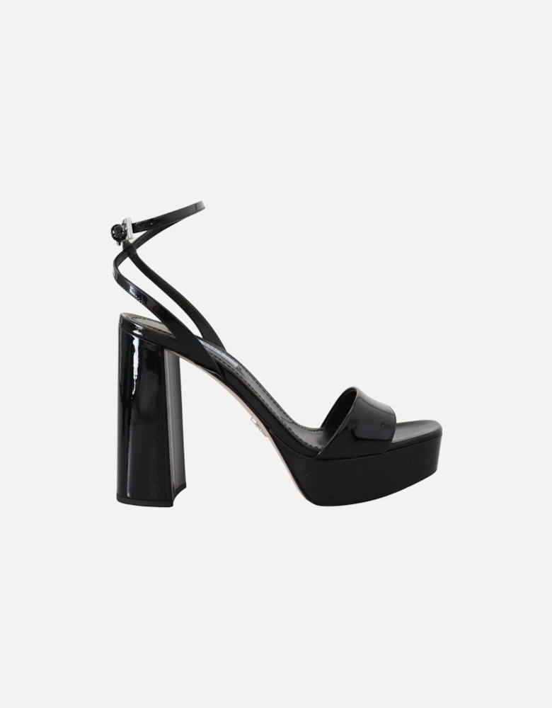 Platform Sandal Patent Leather Heels Women - Black