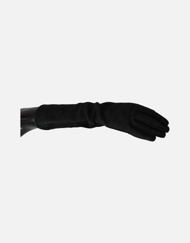 Dolce Gabbana Long Gloves Wool Cashmere Silk Women - Black