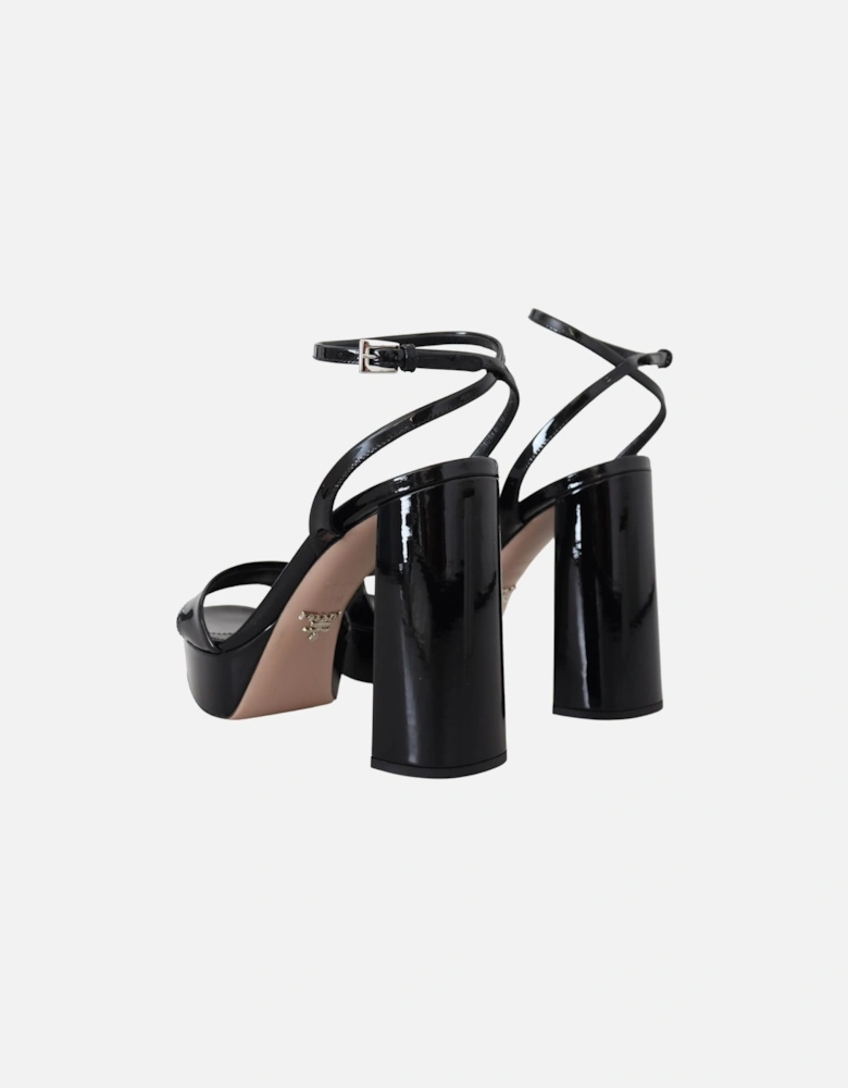 Platform Sandal Patent Leather Heels Women - Black