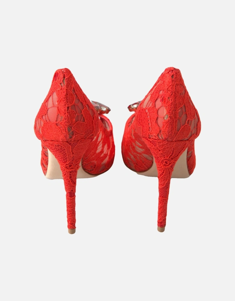 Lace PeepToe Pumps High Heel Women - Red Sandals