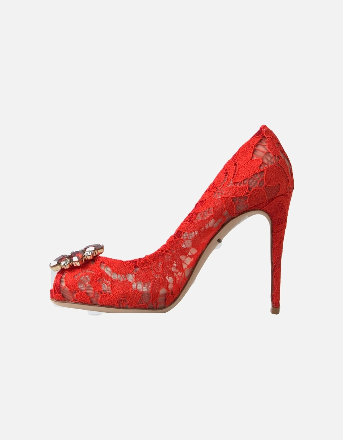 Lace PeepToe Pumps High Heel Women - Red Sandals