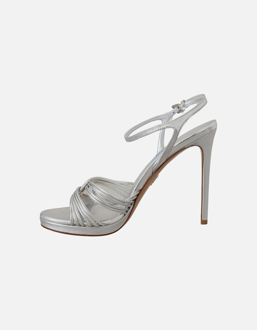 ilver Leather Platform Heel Women - Silver Sandals