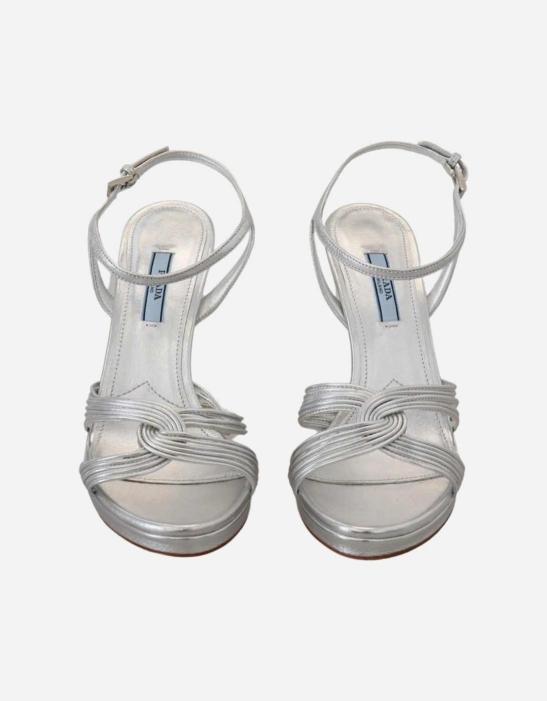 ilver Leather Platform Heel Women - Silver Sandals