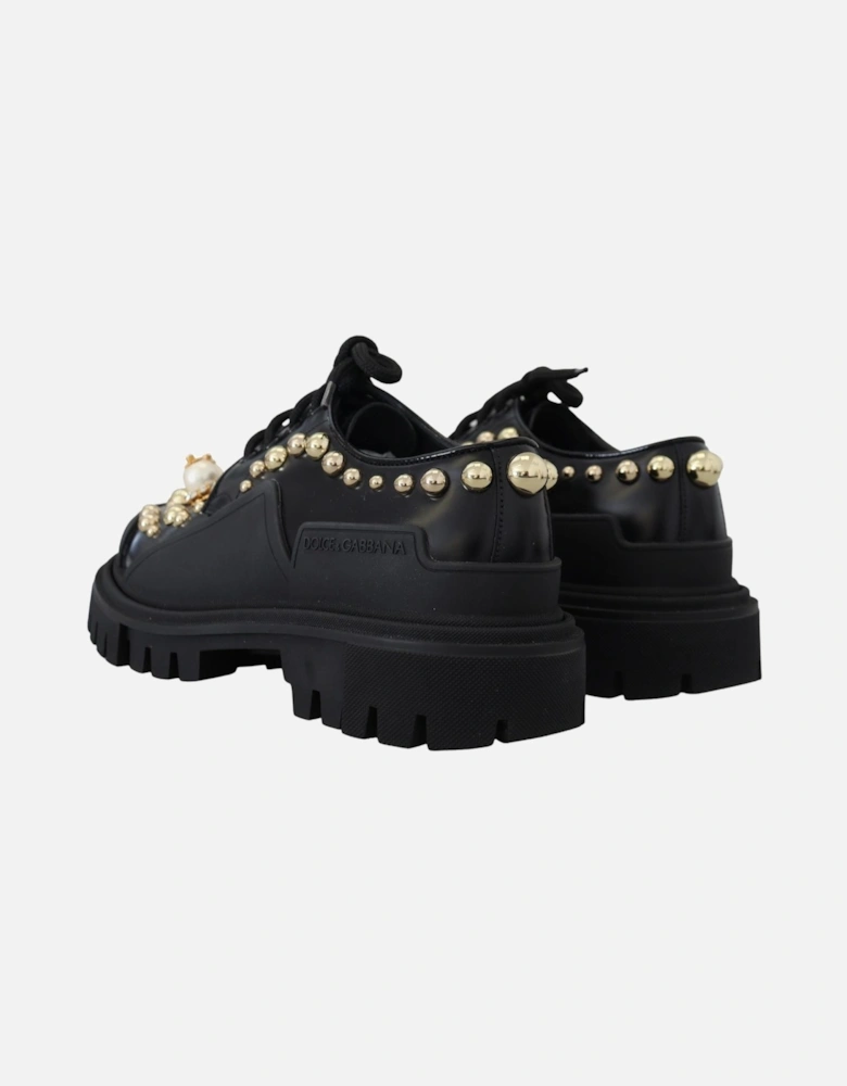 Pearl Embellished Oxfords Women - Black Flats