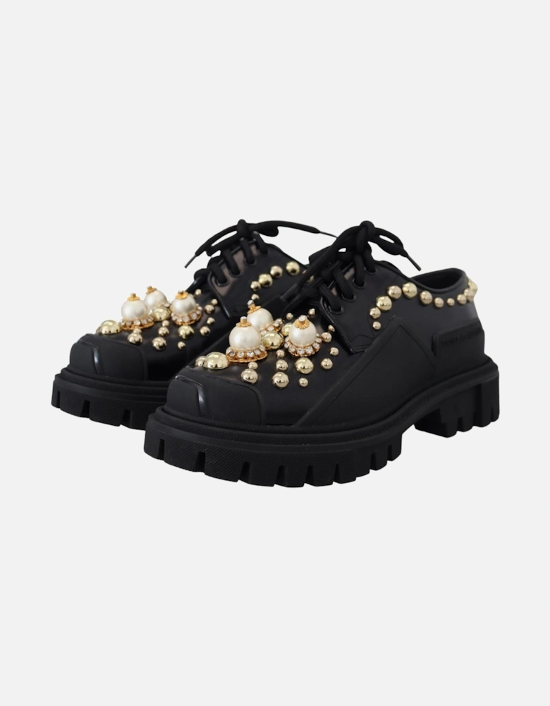 Pearl Embellished Oxfords Women - Black Flats