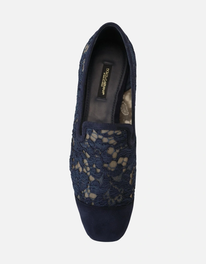 Lace LoafersFloral StyleCasual Women - Blue Flats