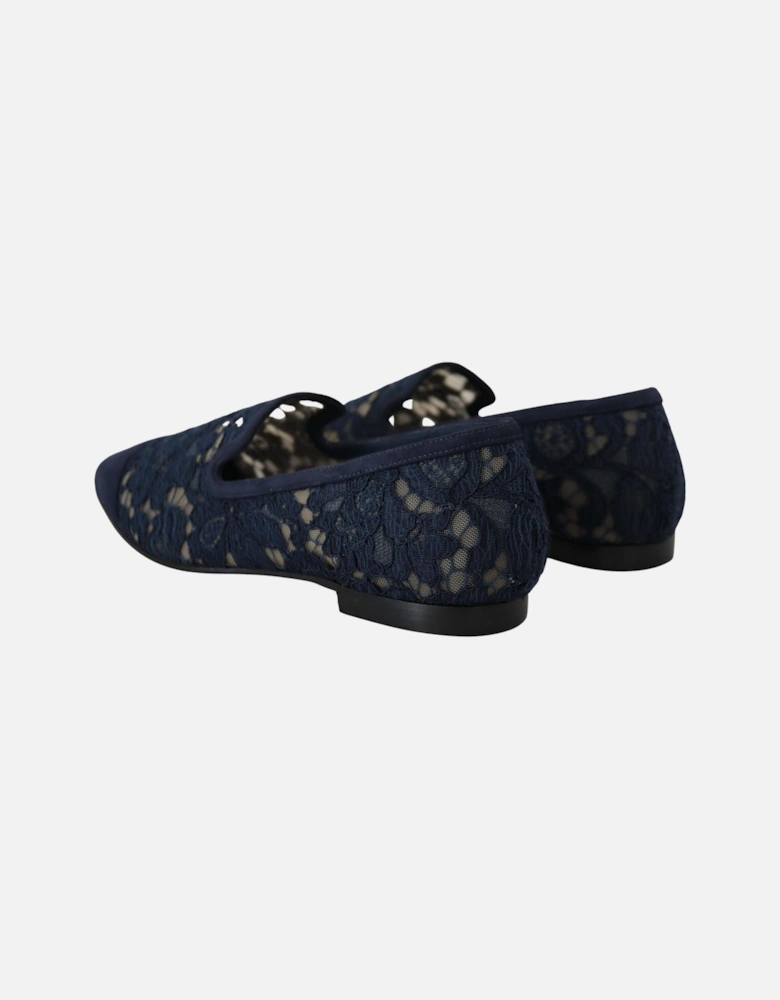 Lace LoafersFloral StyleCasual Women - Blue Flats