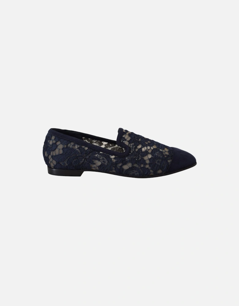 Lace LoafersFloral StyleCasual Women - Blue Flats