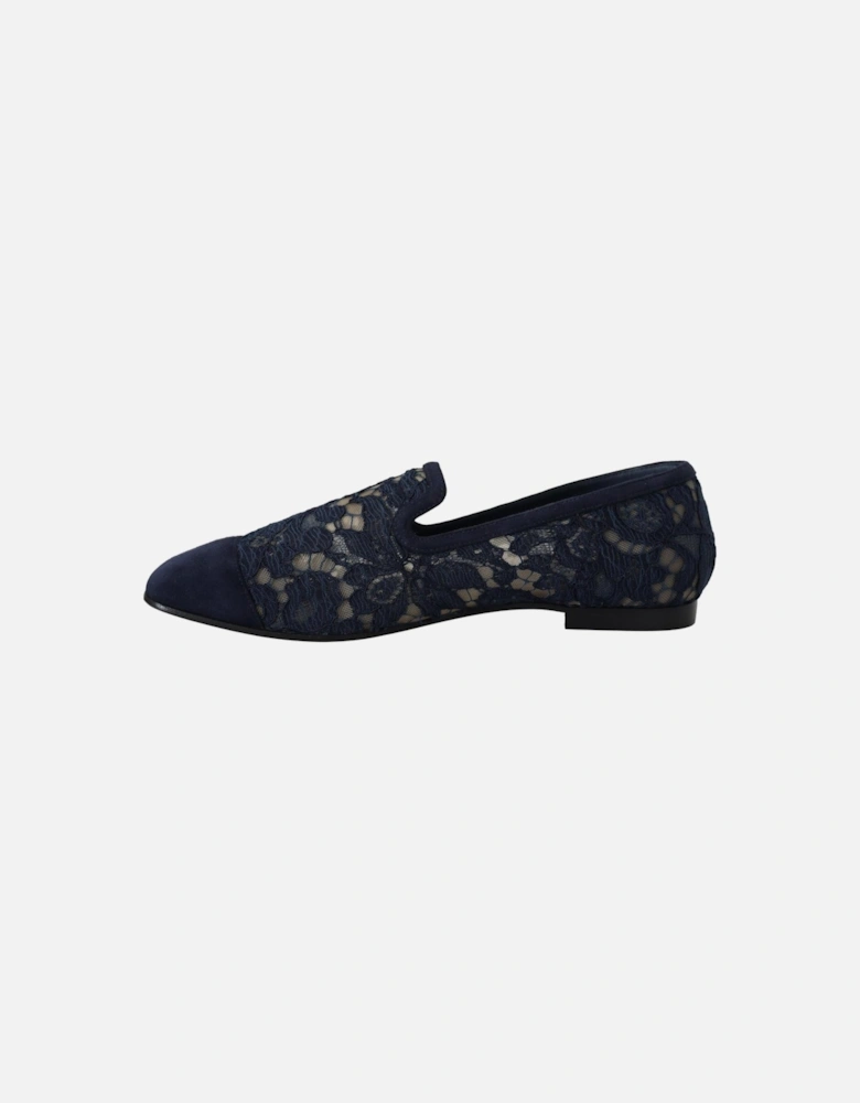 Lace LoafersFloral StyleCasual Women - Blue Flats