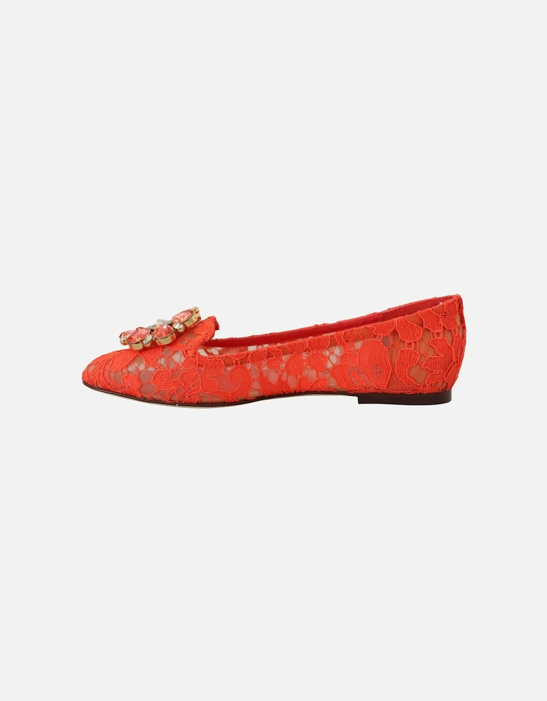 Lace Ballerinas Crystal Embellished Women - Red Flats