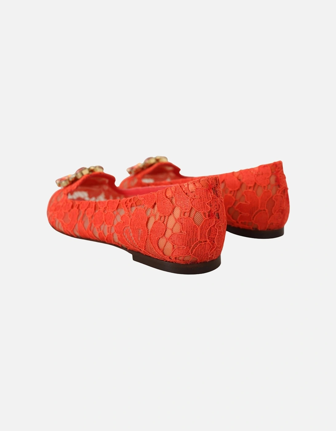 Lace Ballerinas Crystal Embellished Women - Red Flats