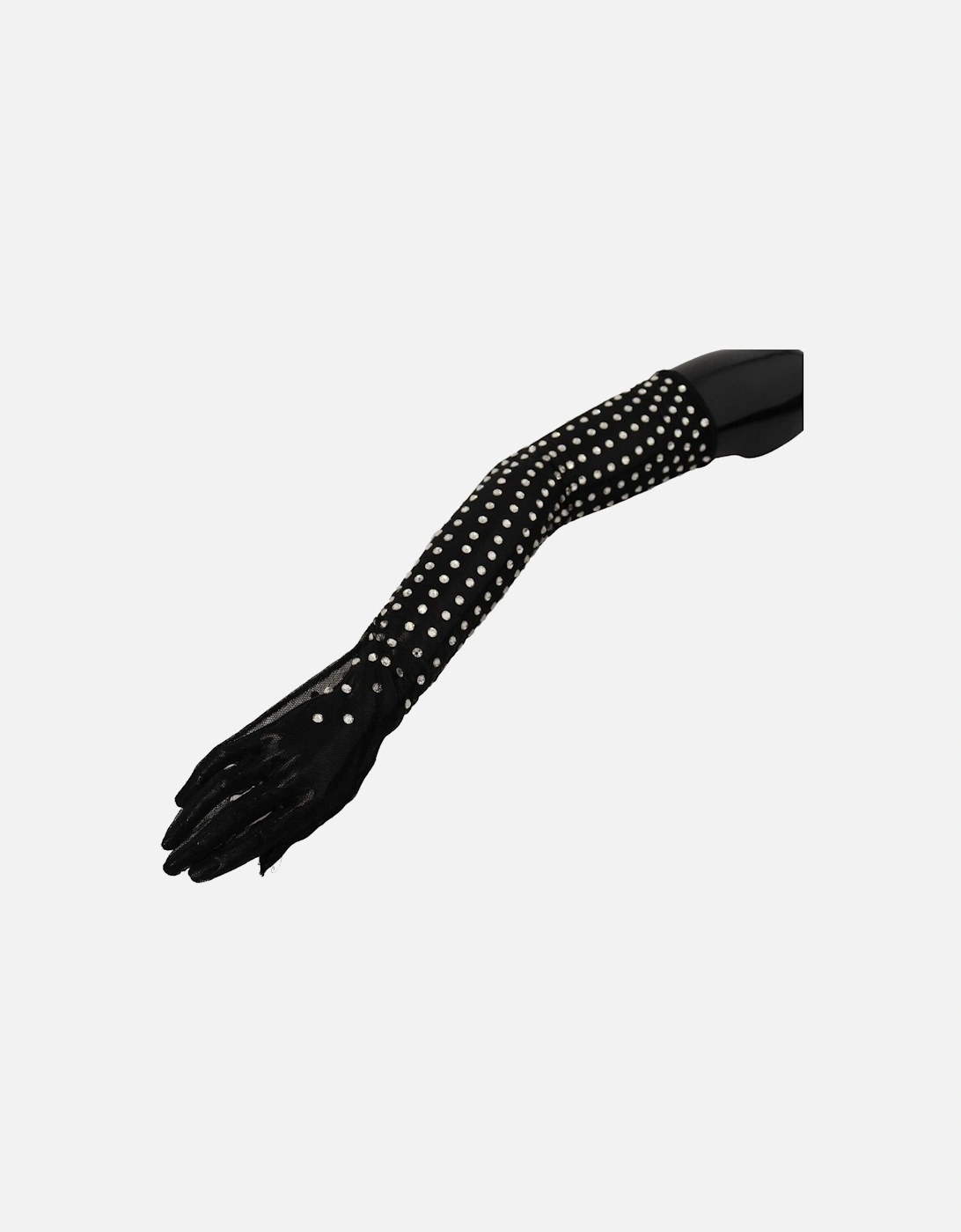 Mesh Gloves Crystal Detailing Women - Black