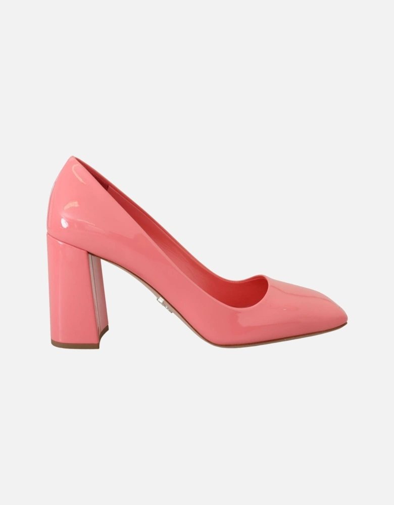 Square Toe Leather Pumps by Women - Pink