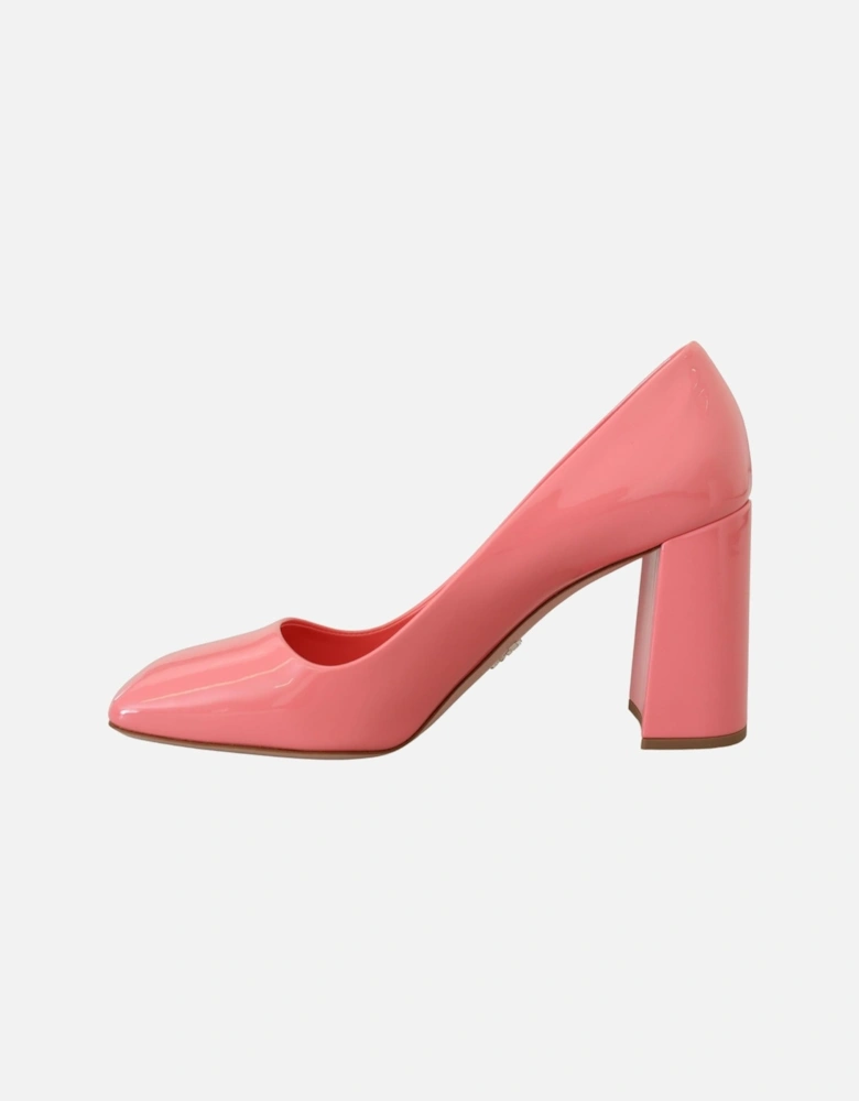 Square Toe Leather Pumps by Women - Pink