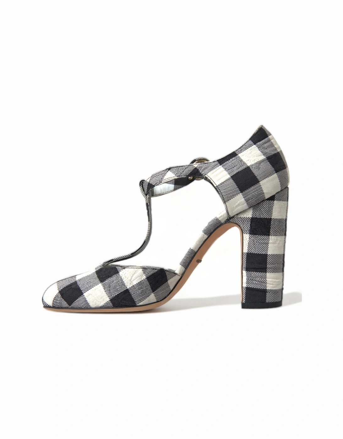 Gingham TStrap Pumps Model LA10331 Women - Black And White Sandals