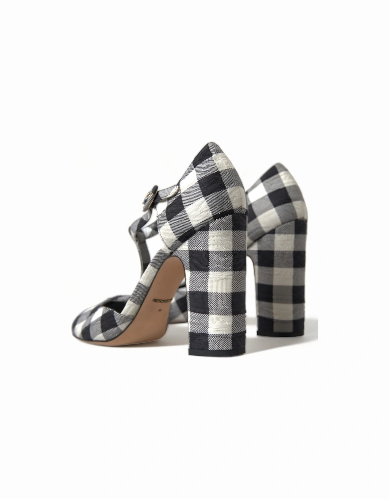 Gingham TStrap Pumps Model LA10331 Women - Black And White Sandals