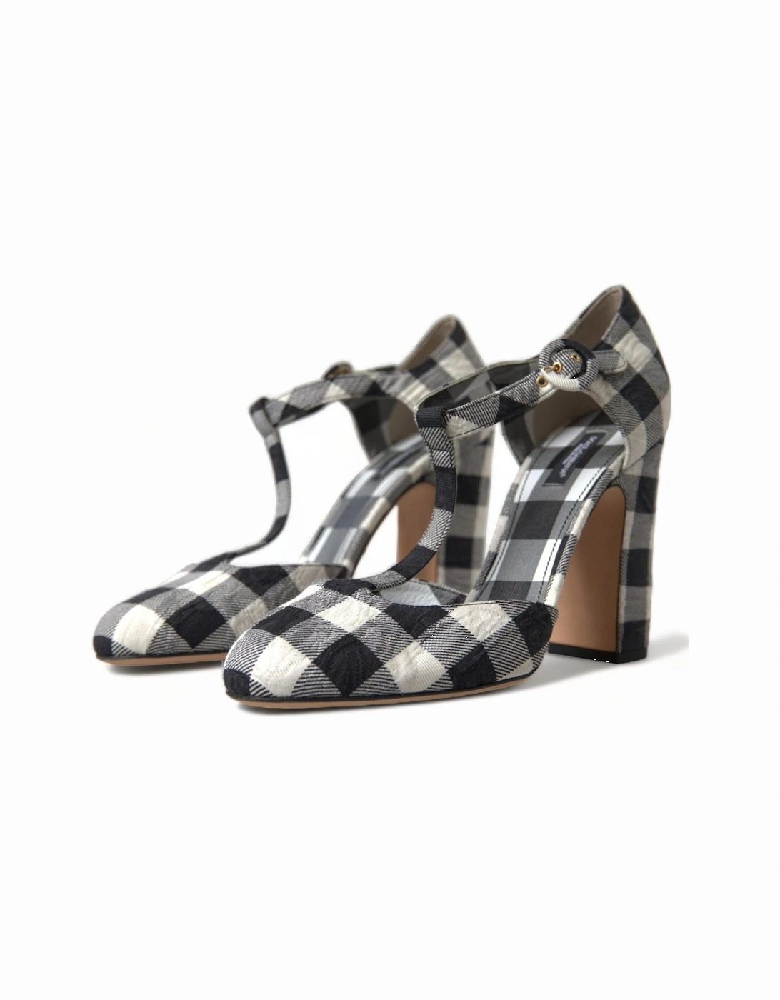 Gingham TStrap Pumps Model LA10331 Women - Black And White Sandals