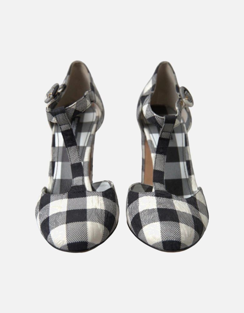 Gingham TStrap Pumps Model LA10331 Women - Black And White Sandals