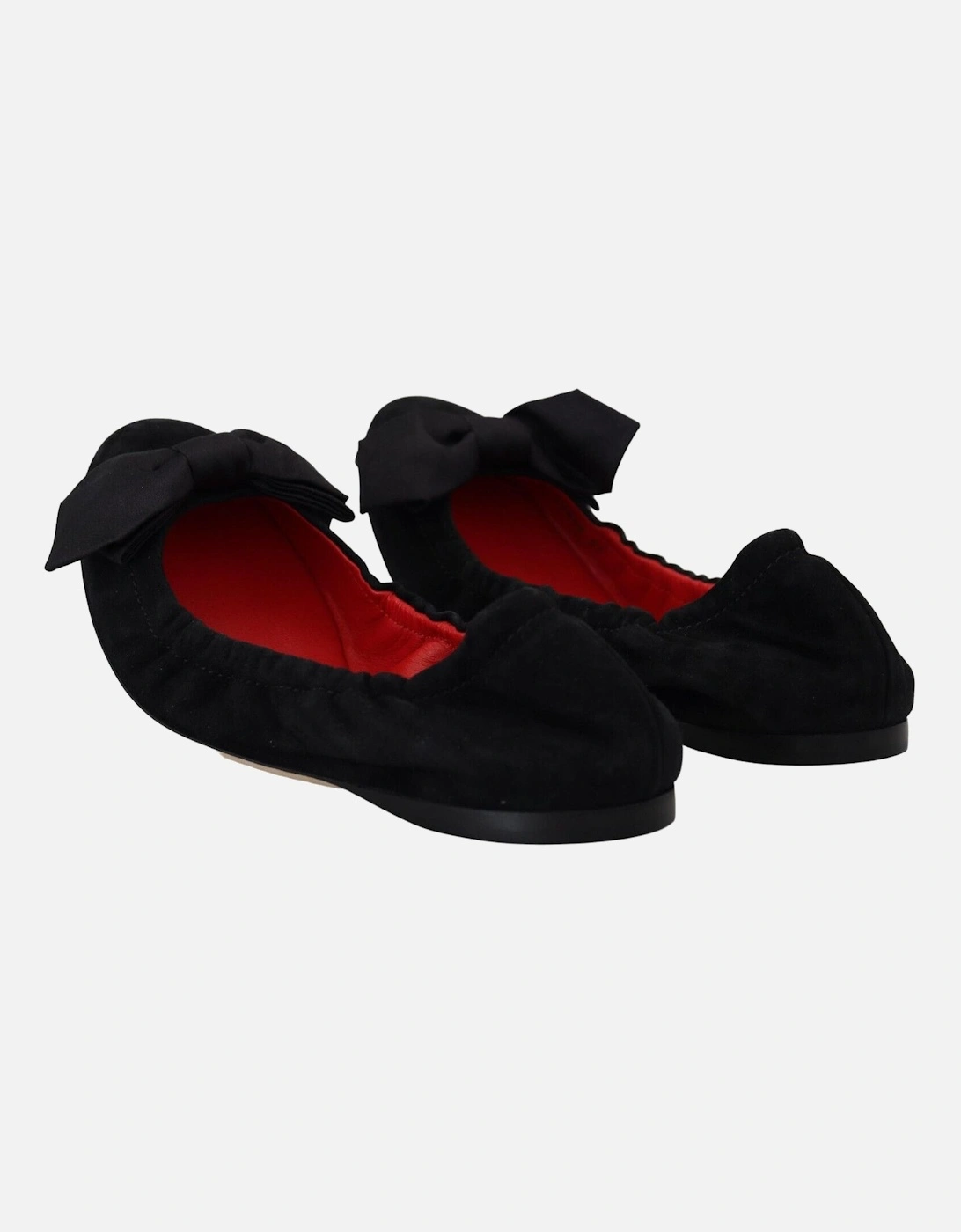 Dolce Gabbana Suede Flats Bow Ballerina Flats Women - Black