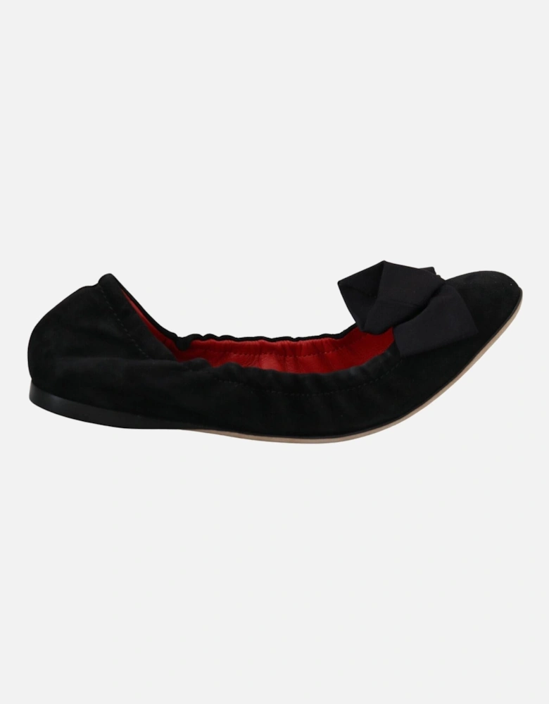 Dolce Gabbana Suede Flats Bow Ballerina Flats Women - Black