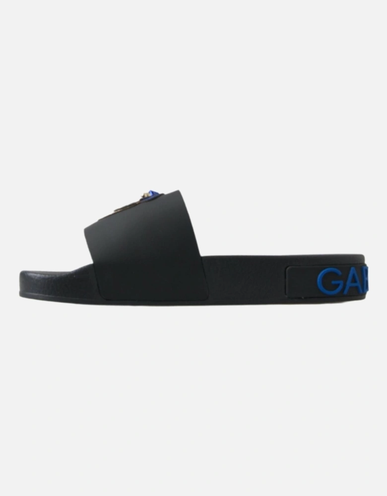 Leather Ankle Strap Sandals with Block Heel Women - Black Flat Shoes