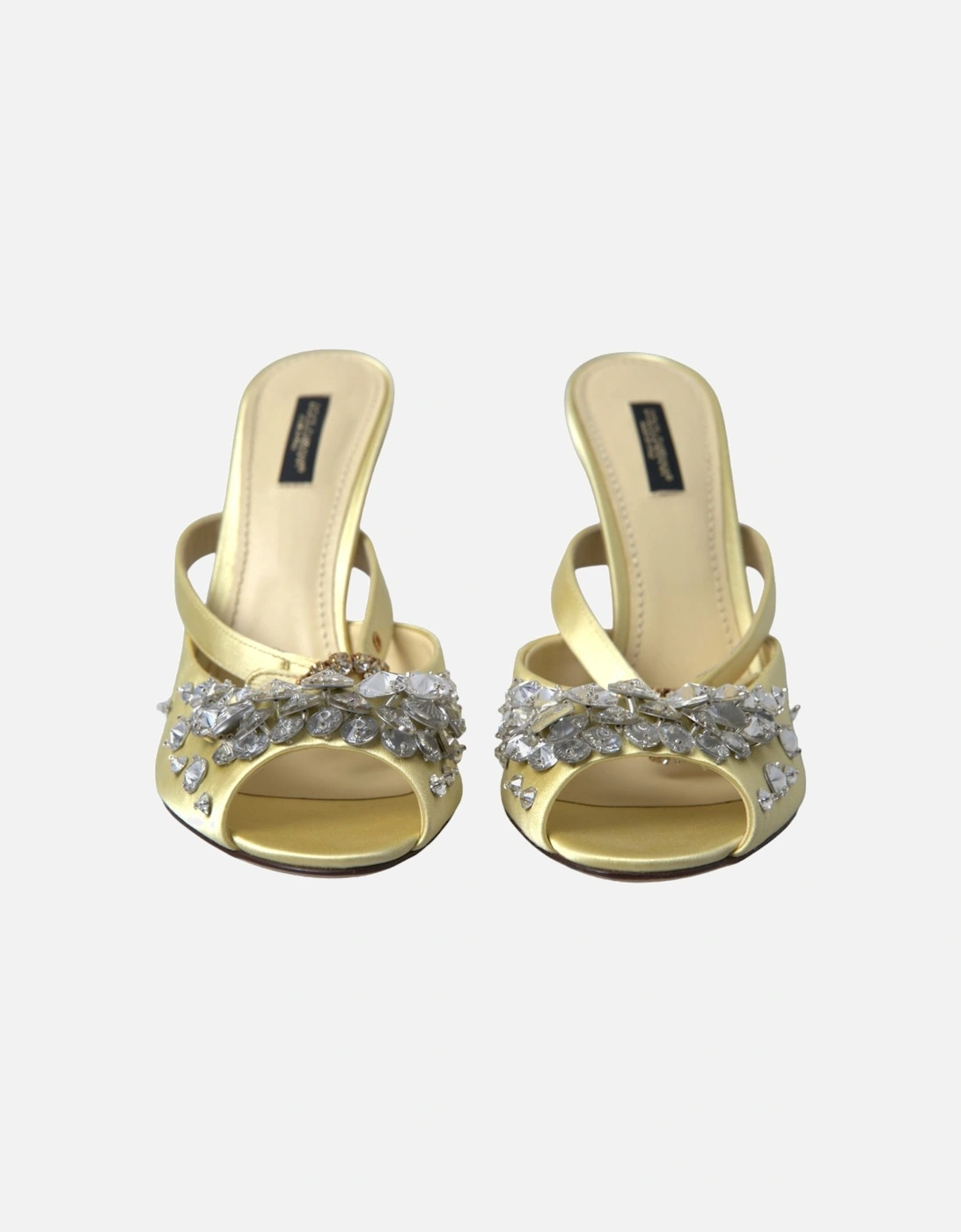 CrystalEmbellished Satin High Heels Women - Yellow Sandals