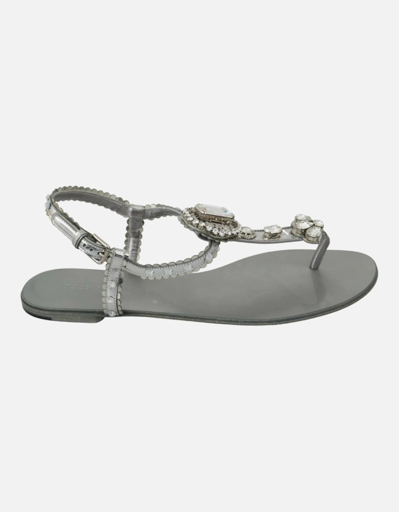 Crystal Embellished Flat Sandals Women - Silver