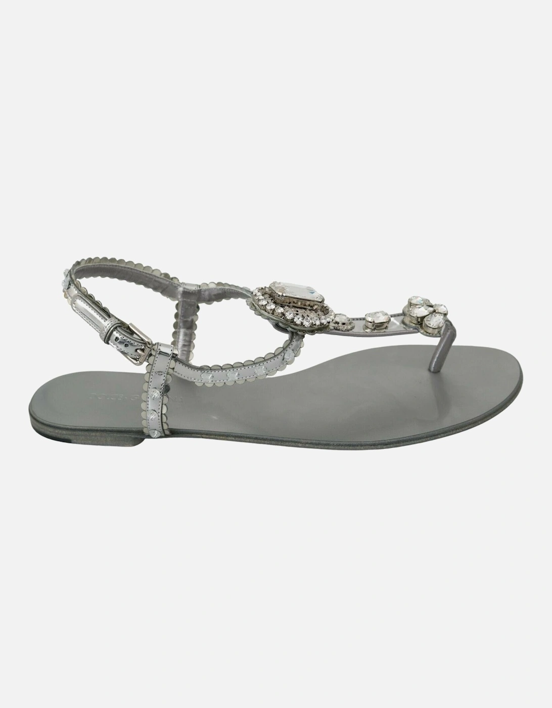 Crystal Embellished Flat Sandals Women - Silver, 7 of 6