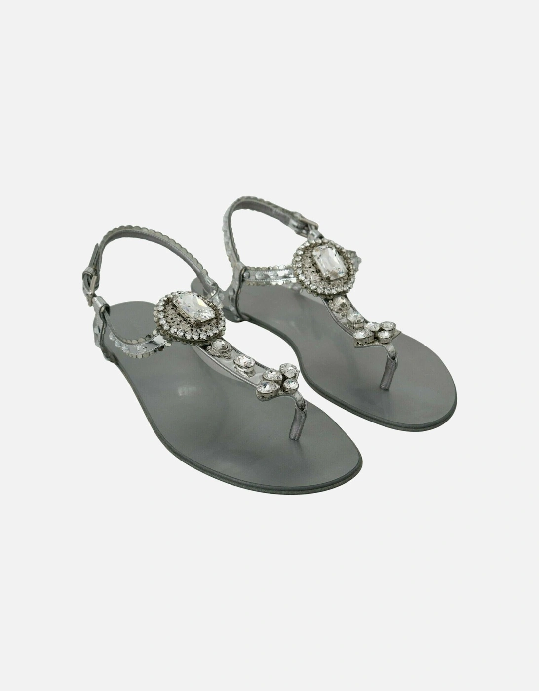 Crystal Embellished Flat Sandals Women - Silver