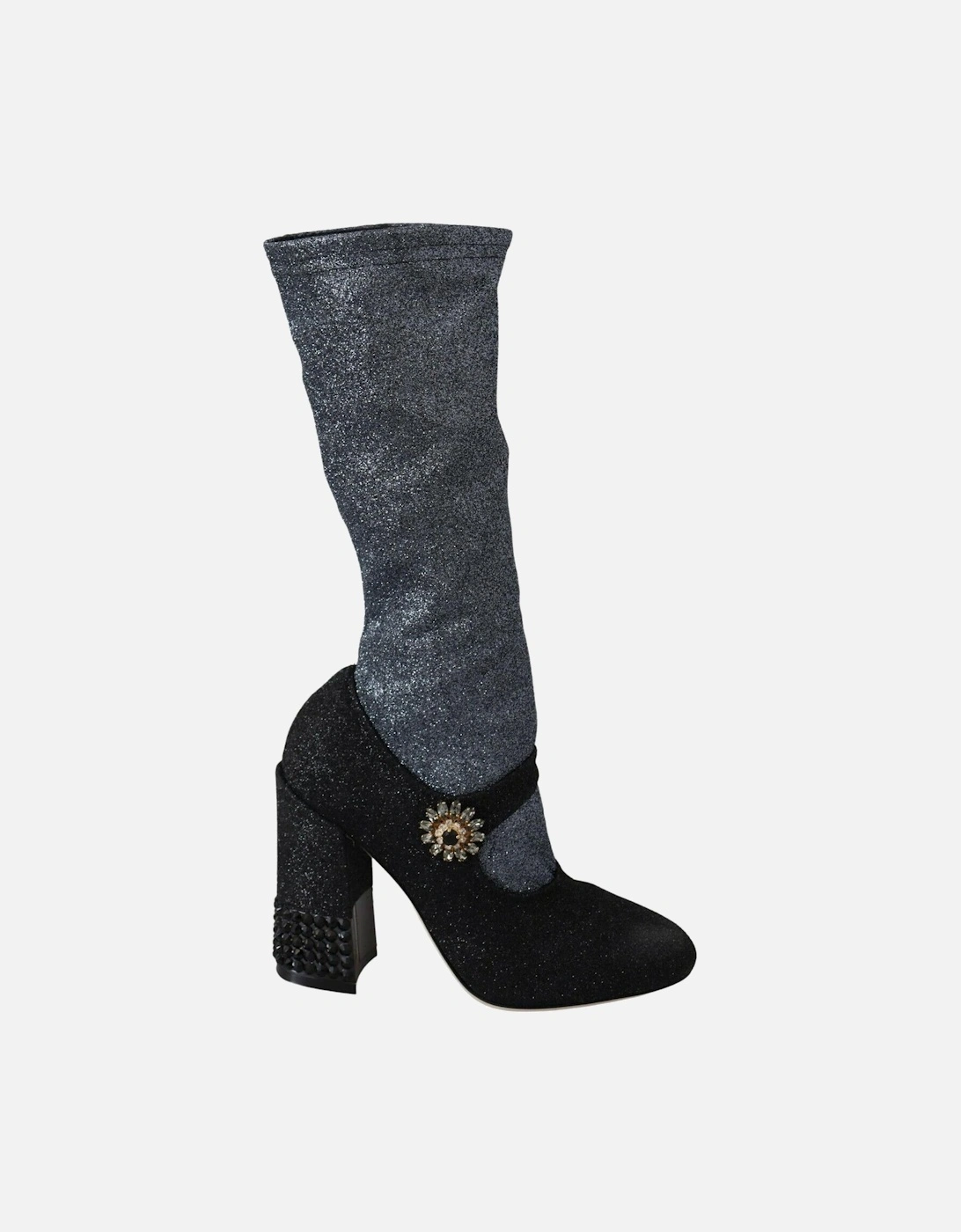 Dolce Gabbana Glitter Mary Jane Pumps Black Women Boots, 7 of 6