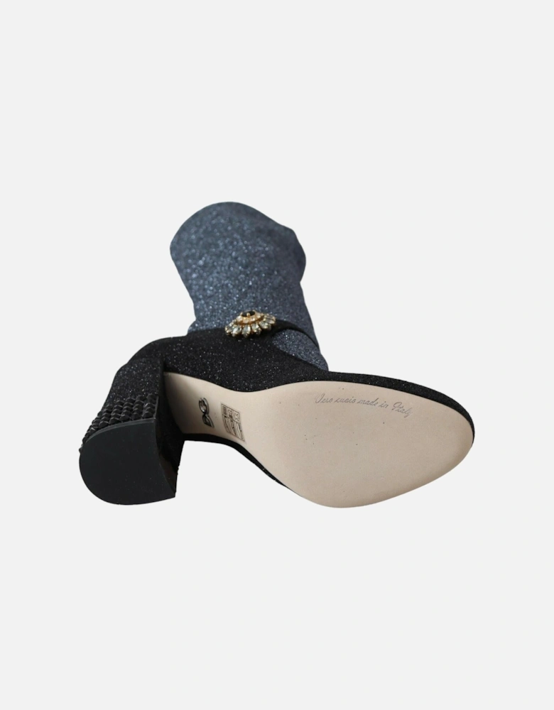 Dolce Gabbana Glitter Mary Jane Pumps Black Women Boots