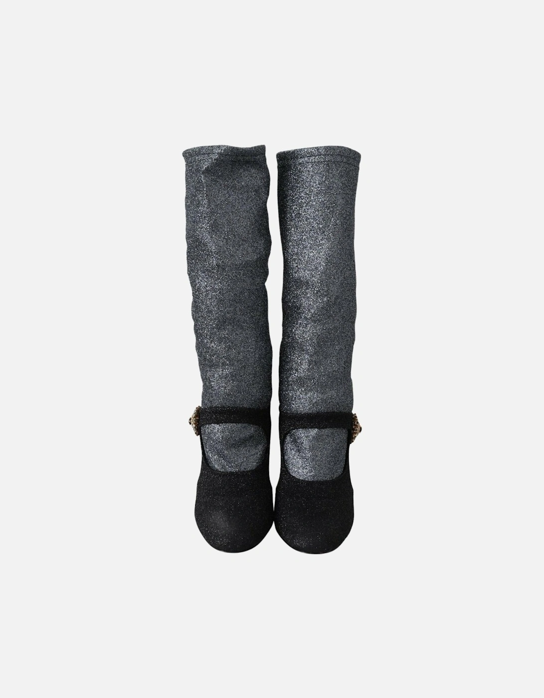 Dolce Gabbana Glitter Mary Jane Pumps Black Women Boots