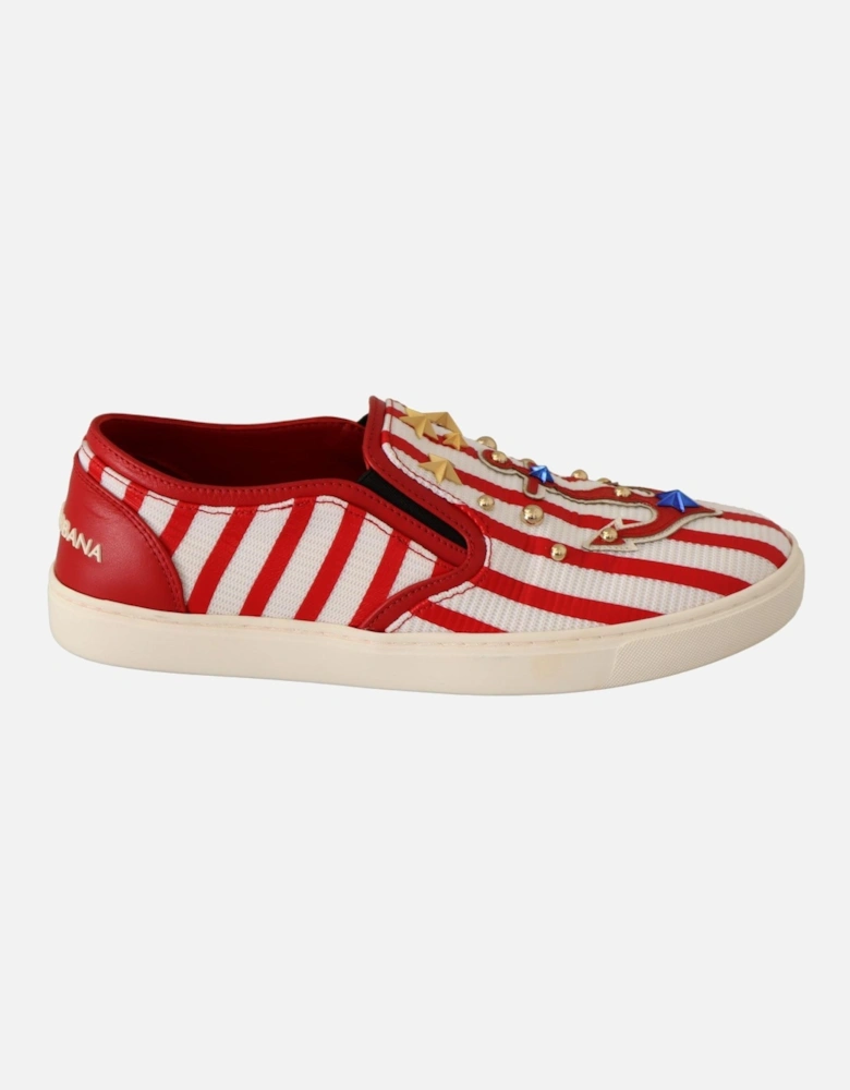 Dolce Gabbana SlipOn Sneakers Red White Striped Women Flats