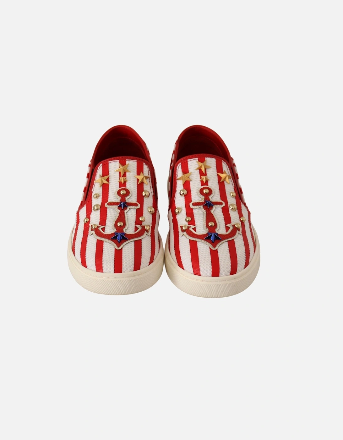 Dolce Gabbana SlipOn Sneakers Red White Striped Women Flats