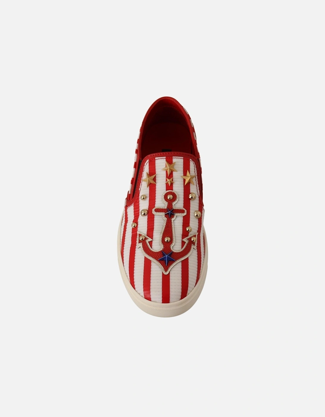 Dolce Gabbana SlipOn Sneakers Red White Striped Women Flats