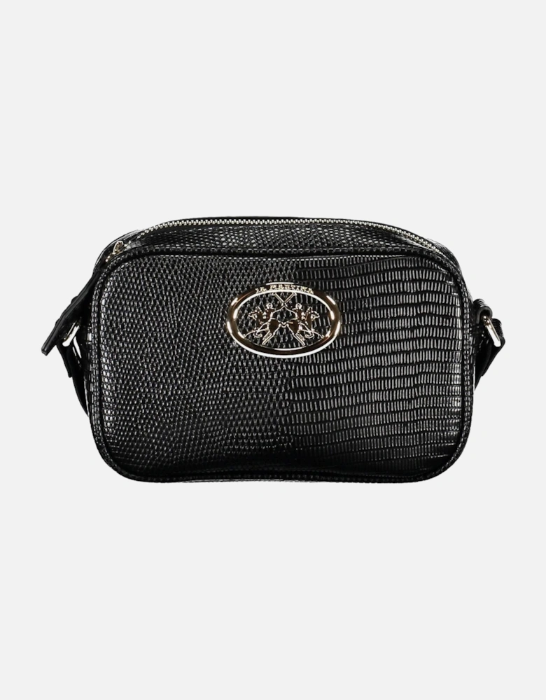 Black Shoulder Bag with Adjustable Strap and Zip Closure Women