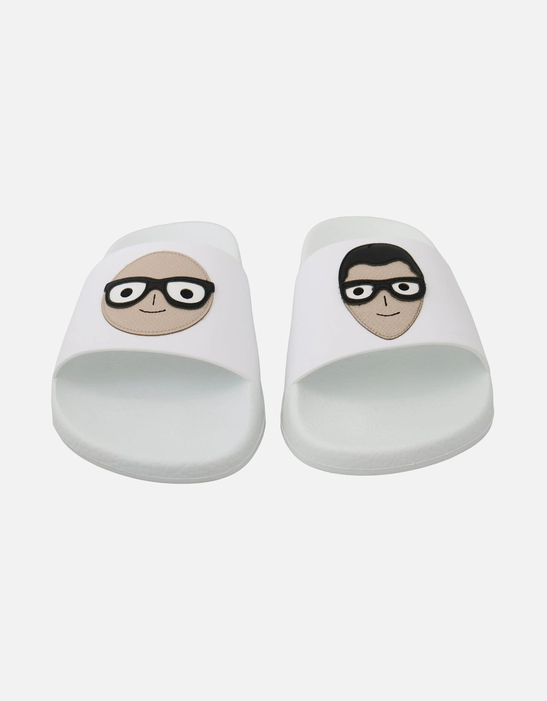 Kids Slides Cartoon Face White Women Flats