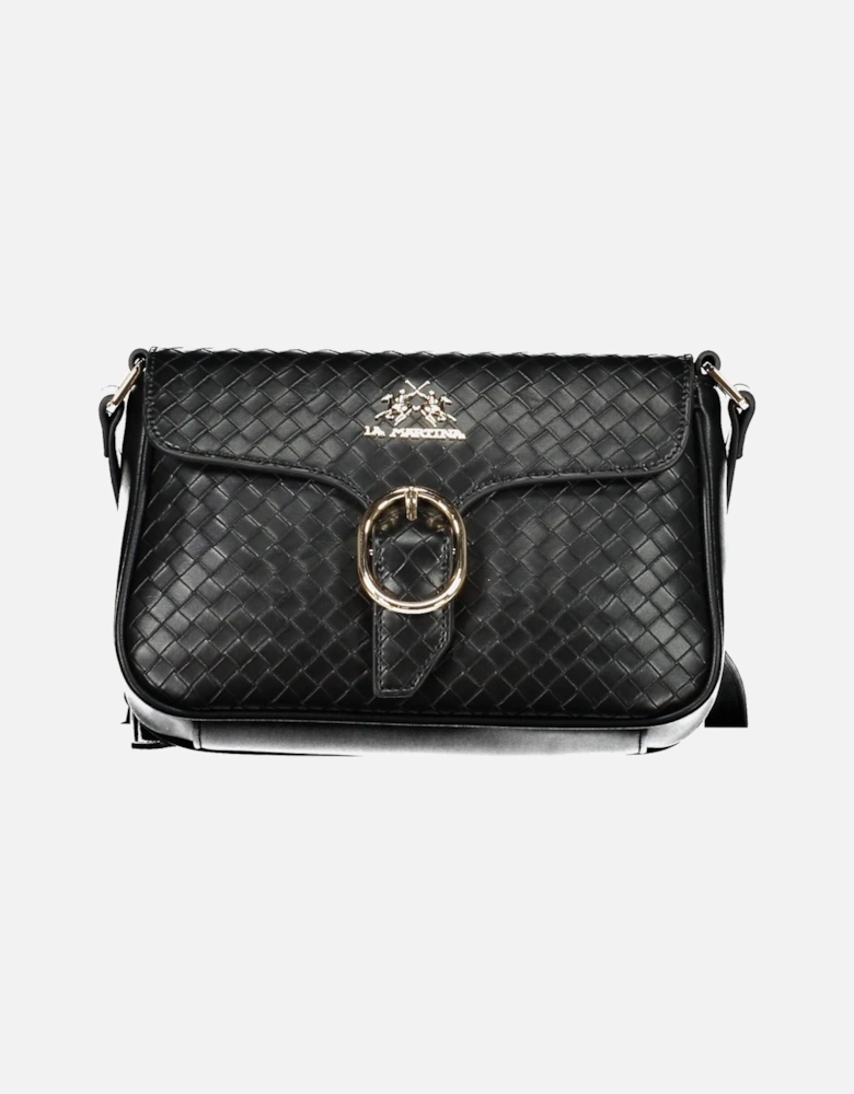 Chic Black Shoulder Bag with Adjustable Strap and Practical Pocket